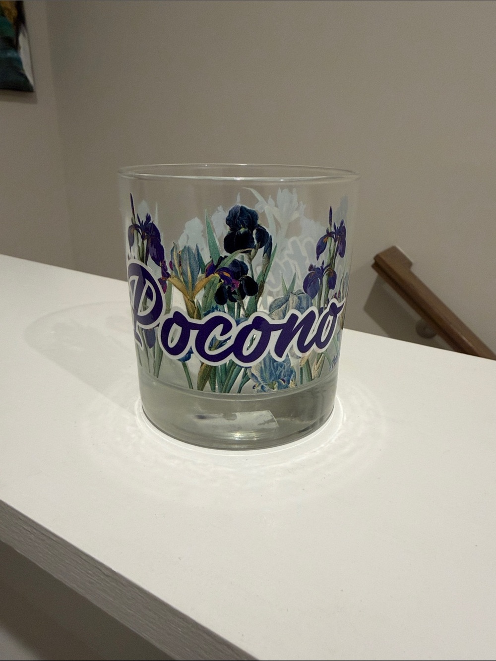 Floral Glass Tumbler - Purple Floral Design